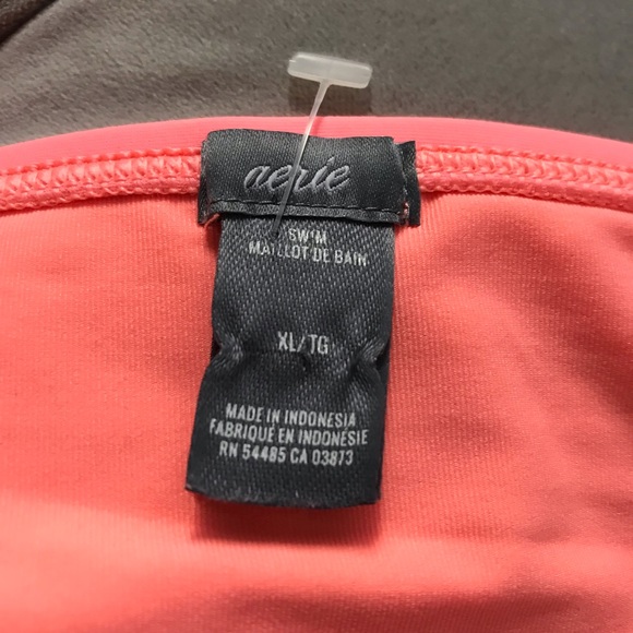 Aerie Neon Coral Colored Bikini Bottom, side ties - Picture 5 of 5